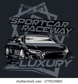 Diseño de ilustración de coche con fondo abstracto