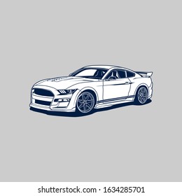 Car illustration design. simple car line art design for printing. sport car design vector