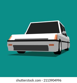 Car illustration. Flat illustration style. Sedan car isolated on the green background. Vector illustration for infographic, website, apps and other uses.