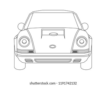 Car illustration front view, Auto icon, Transport concept