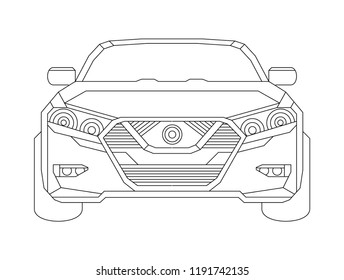 Car illustration front view, Auto icon, Transport concept