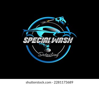 Car illustration logo for vehicle wash services