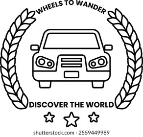 A car illustration with a car on it and the words Wheels to Wanderer on it