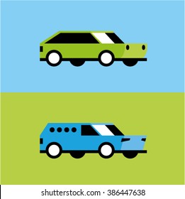 Car illustration set of flat vector