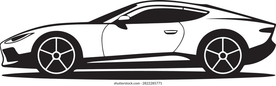 car illustration side view with sporty wheels and streamlined silhouet