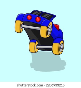 car illustration, vector blue car, suitable for the needs of social media post elements, flyers, children's books and etc...
