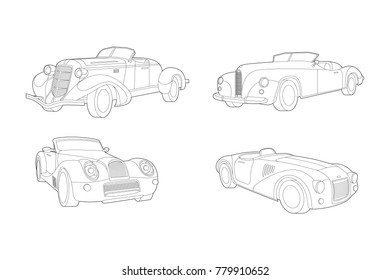 Car Illustration, Vector, Icon, Isolated car, Vintage auto, Rent car, Transportation concept
