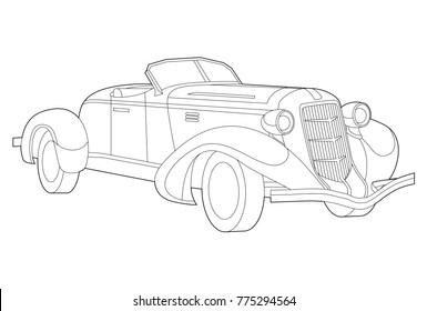 Car illustration, Vector car, Line art, Technology concept, Retro car, Vintage car, Line vector