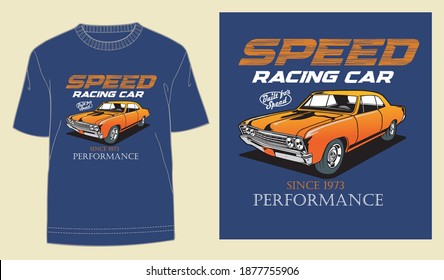 car illustration vector for t shirt design concept