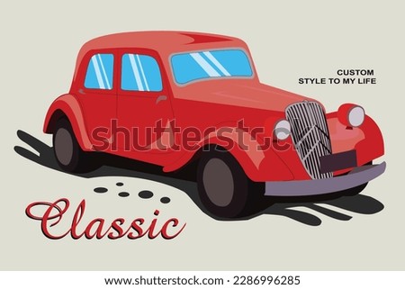 Car Illustration Vintage Vector Icon and Logo