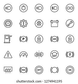 Car indicator icons pack. Isolated car indicator  symbols collection. Graphic icons element