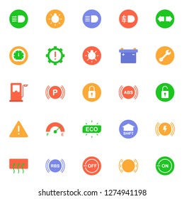 Car indicator icons pack. Isolated car indicator  symbols collection. Graphic icons element