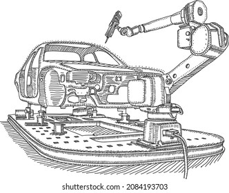 Industria del automóvil - ilustración esquemática del vector.