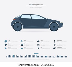 Car Infographic Elements Icons Vector Illustration Stock Vector 