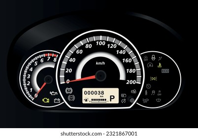 Car information panel vector illustration is a graphic design that displays important information such as speed, fuel and navigation in a modern, easy-to-read vector style.