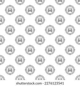 Car inside Circle with Arrows vector Carsharing concept thin line seamless pattern