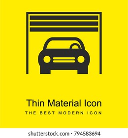 Car inside a garage bright yellow material minimal icon or logo design