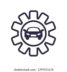 car inside gear line style icon design, Repair service and vehicle theme Vector illustration