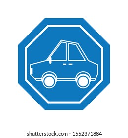 Car inside road sign icon design, Automobile auto transportation vehicle drive travel traffic theme Vector illustration