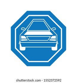 Car inside road sign icon design, Automobile auto transportation vehicle drive travel traffic theme Vector illustration