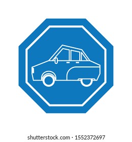 Car inside road sign icon design, Automobile auto transportation vehicle drive travel traffic theme Vector illustration