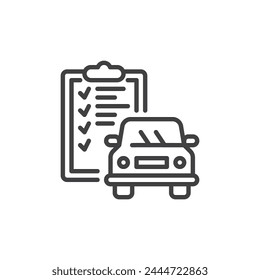 Car Inspection line icon. linear style sign for mobile concept and web design. Car and check list outline vector icon. Auto service symbol, logo illustration. Vector graphics