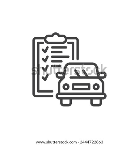 Car Inspection line icon. linear style sign for mobile concept and web design. Car and check list outline vector icon. Auto service symbol, logo illustration. Vector graphics