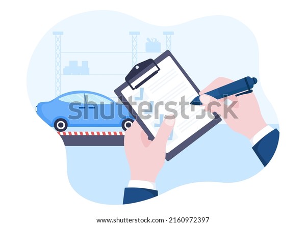 Car Inspection of The Station Detects\
Faults, Draws up a Checklist of All Breakdowns, Repair and Analysis\
Transport in Flat Cartoon\
Illustration