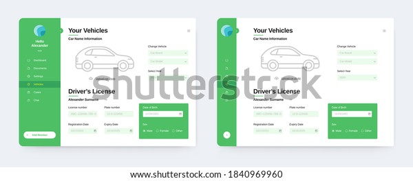 Car Insurance App Design.\
Application Interface. Vector. User Interface. Insurance\
Website.