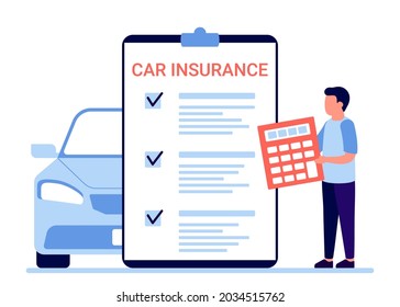 Car Insurance, Auto Claim Document. Count Property Tax Form Of Vehicle. Vector Illustration