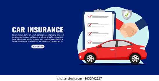 Car Insurance Banner Concept, Vector Illustration