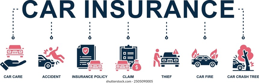 Car insurance banner web icon vector illustration concept with icon