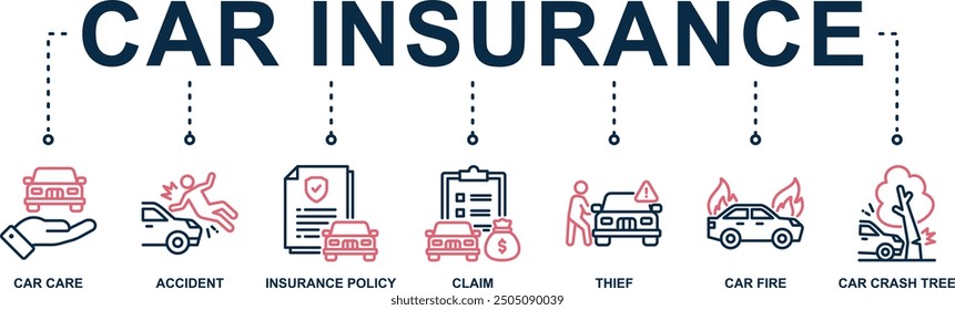 Car insurance banner web icon vector illustration concept with icon