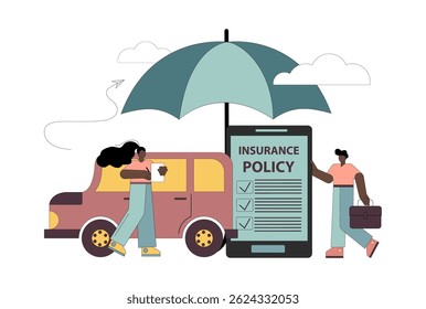 Car insurance concept. Accident Protection for Vehicles, Safety Assurance Service