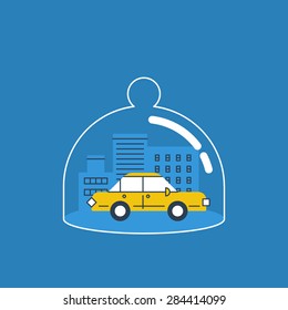 Car insurance concept. Auto theft preventive measures.