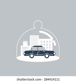 Car insurance concept. Auto theft preventive measures.