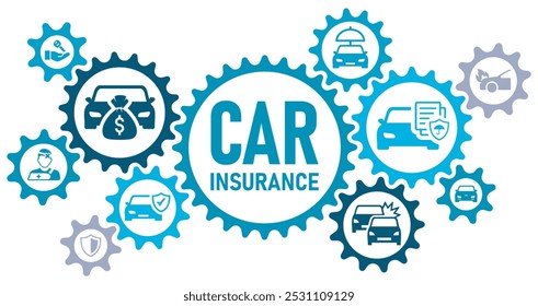Car insurance concept banner web website icons vector illustration concept with icons of car care, accident, insurance policy, claim, car fire, car crash, service, assurance, on white background
