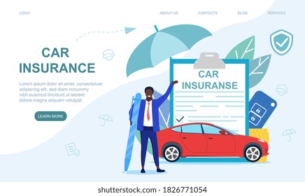 Car insurance concept. Flat vector illustration. Web page template