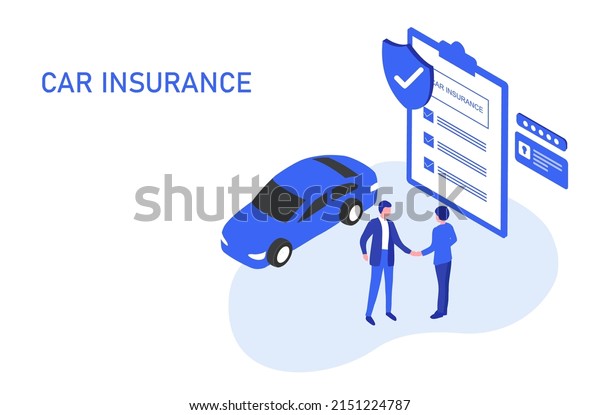 Car insurance concept .Man deal with\
insurance agent and signing form vector\
illustration
