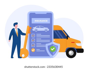 Car insurance concept, protection, protect, asset assurance, accident, safety flat vector banner for landing page website