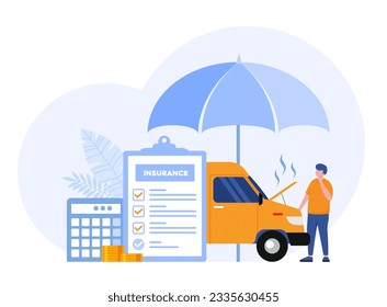Car insurance concept, protection, protect, asset assurance, accident, safety flat vector banner for landing page website