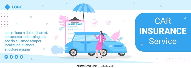 Car Insurance Cover Template Flat Design Illustration Editable of Square Background Suitable for Social media, Greeting Card and Web Internet Ads 