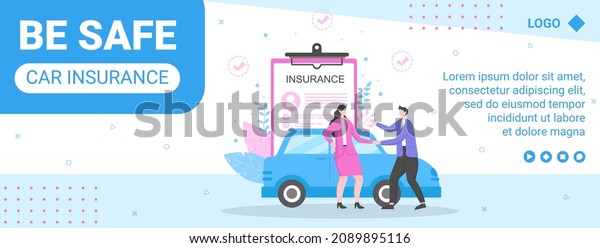 Car Insurance Cover Template Flat Design\
Illustration Editable of Square Background Suitable for Social\
media, Greeting Card and Web Internet Ads\
