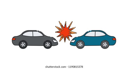 Vector Illustration Cartoon Car Accident Isolated Stock Vector (Royalty ...