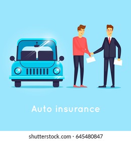 Seguro de coche. Ilustración vectorial de diseño plano.