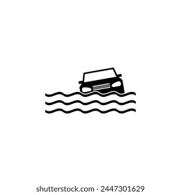 Car Insurance and Flood Risk flat vector icon. Simple solid symbol isolated on white background