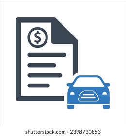 Car insurance icon. Insurance bill, car loan icon