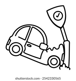 Car insurance icon in doodle style

