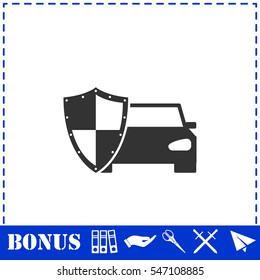 Car insurance icon flat. Simple vector symbol and bonus icon