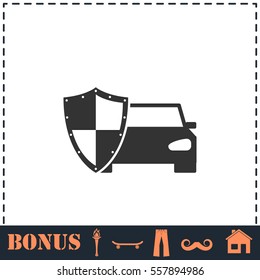 Car insurance icon flat. Simple vector symbol and bonus icon